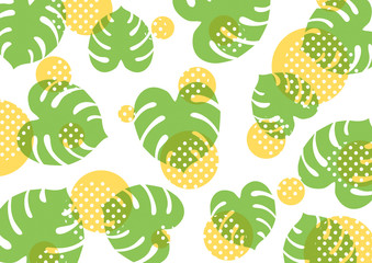 モンステラ　水玉　背景