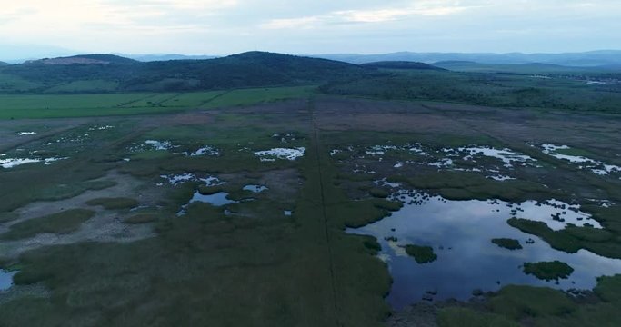 Evening fly over Dragoman Marsh, Bulgaria.