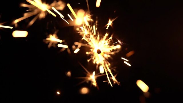 Sparklers slow motion black background