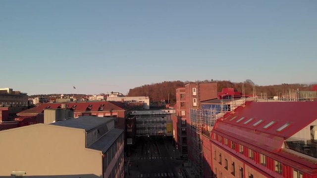 Construction site in the middle of a Swedish town.