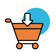 shopping cart with arrow down line and fill style icon