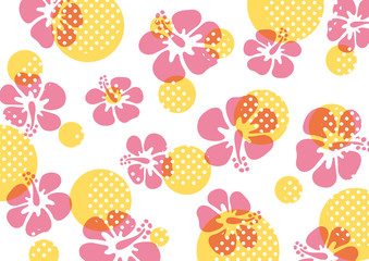 ハイビスカス　水玉　背景