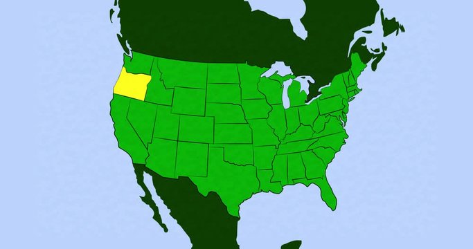 2D Animation of US Map with Oregon Highlighted