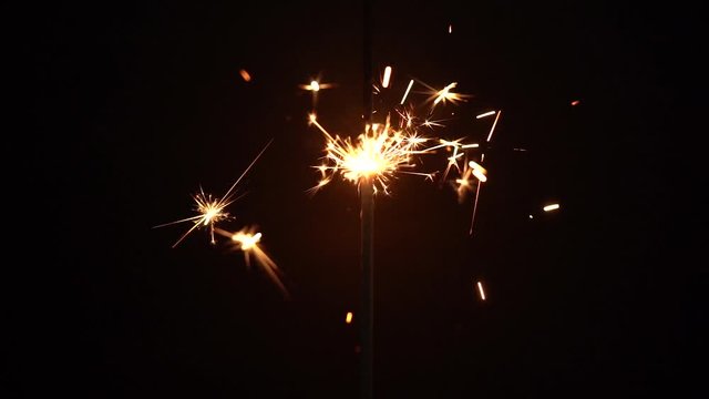 Sparklers slow motion black background
