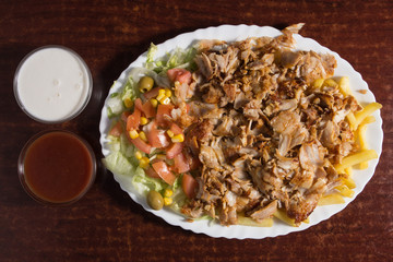 Kebab with potato french fries