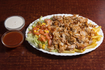 Kebab with potato french fries