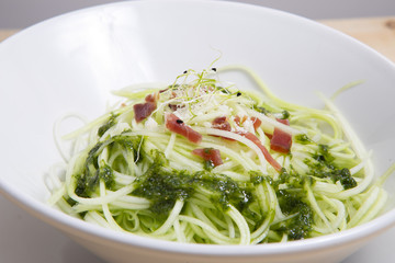 Italian pasta tagliatelle with zucchini