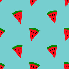 Seamless pattern with bright cartoon watermelon slices.