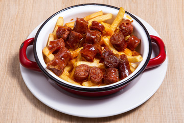 Potatoes with chorizo cooked Rioja style.