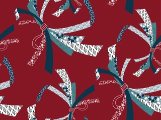 ribbon traditional geometric kimono seamless pattern vector sketch illustration line art japanese chinese oriental design