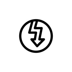 Thunderbolt Icon, isolated on white. User Interface Outline Icon.
