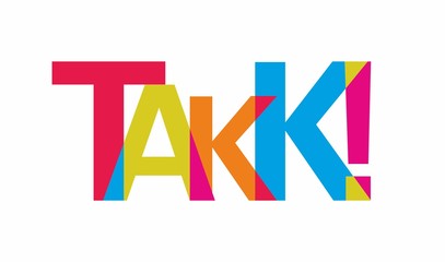 Text Takk is Norwegian (Norway) and means thanks. EPS10.