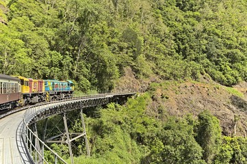 Kuranda scenic railway windling up the tracks