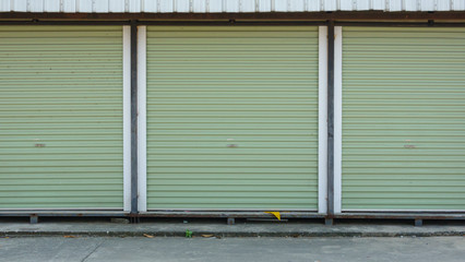 Fototapeta na wymiar Green garage gate, metal material, steel