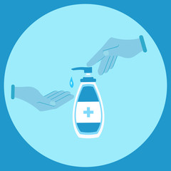 Hand sanitizer bottle,Hand Washing Illustrations or sign.body care concept sanitation