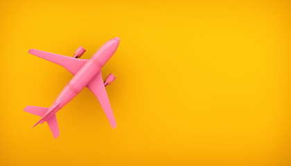 pink plane on yellow background