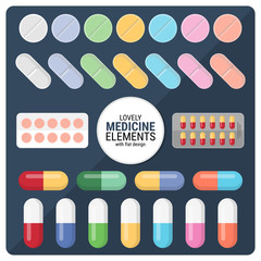Lovely Medicine elements with flat design