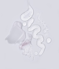 hyaluronic acid on white background. Top view, flat lay.