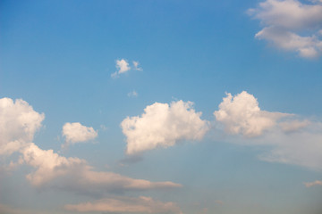 Bright blue sky with white clouds for background or wallpapers