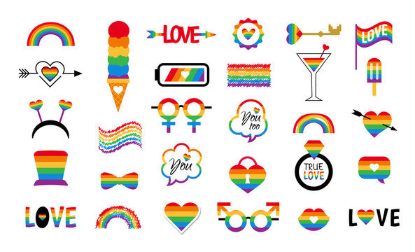 LGBT icon vector set pride flag rainbow