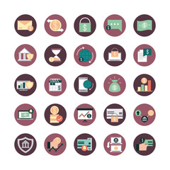 mobile banking, financial payment money business icons set block style