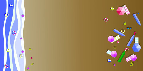 Beach top view. Summer holidays background. Exotic isle and sea