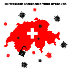 virus corona disaster attacked country switzerland illustration