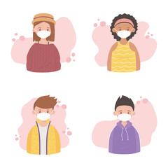 young people wearing masks protect from coronavirus outbreak disease covid 19