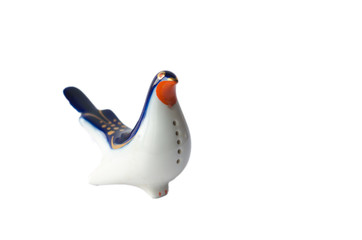 Porcelain figurine of a bird on a white background