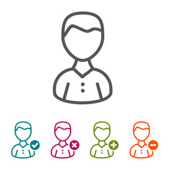 People icons in thin line style on white background.
