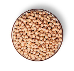 Chickpeas in a bowl top view