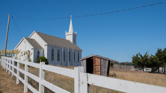 Old wooden church at Bodega bay