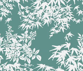 maple tree japanese chinese design sketch ink paint style seamless pattern