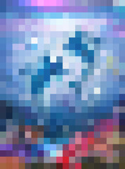 Pod of lovable dolphin family