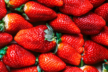 Set of red and ripe strawberries. Fresh strawberries that are appetizing.