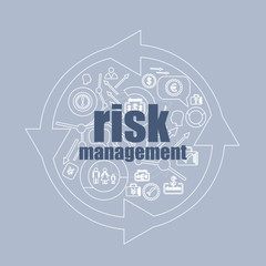 Text Risk management. Business concept . Icon and button set