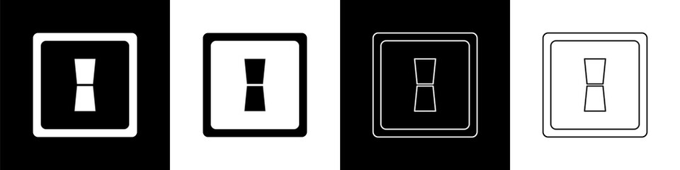 Set Electric light switch icon isolated on black and white background. On and Off icon. Dimmer light switch sign. Concept of energy saving.  Vector Illustration