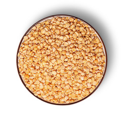 Peas in a bowl from above