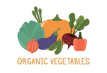 Fruits and vegetables banner vector illustration.