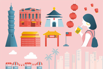 Fototapeta premium Taipei tourism banner design