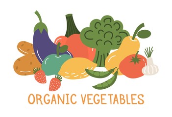 Fruits and vegetables banner vector illustration.