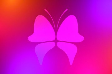 Abstract image of a butterfly on a bright multi-colored background.