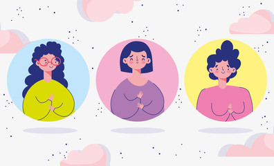 meeting online, people characters cartoon user design