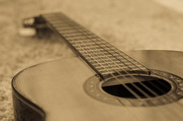 close up of a guitar