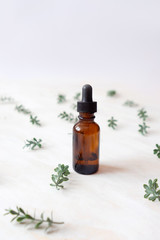 Front view of bottle with pipette