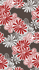 Fototapeta na wymiar chrysanthemum sketch vector japanese chinese design seamless pattern