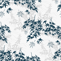 maple tree sketch vector japanese chinese design seamless pattern