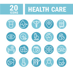 medical and health care equipment assistance icon set block style