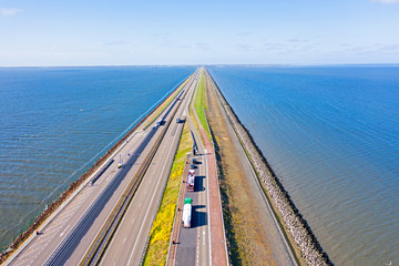 Aerial from the Afsluitdijk in the north of the Netherlands