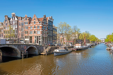 Medieval facades along the canal in the Jordaan in Amsterdam the Netherlands